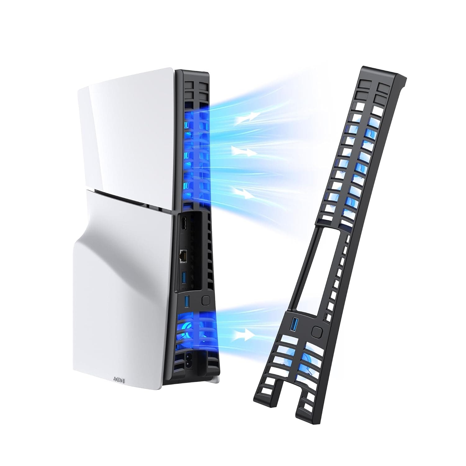 Ventoinha de refrigeração KIWIHOME para PS5 Slim, ajuste automático de velocidade, acessórios de refrigeração silenciosa com LED e USB 3.0 externo, para edições em disco e digital