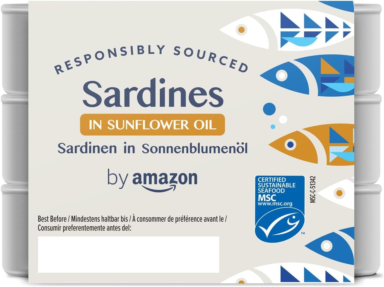 by Amazon MSC Sardinhas em óleo de girassol, 3 x 125 g
