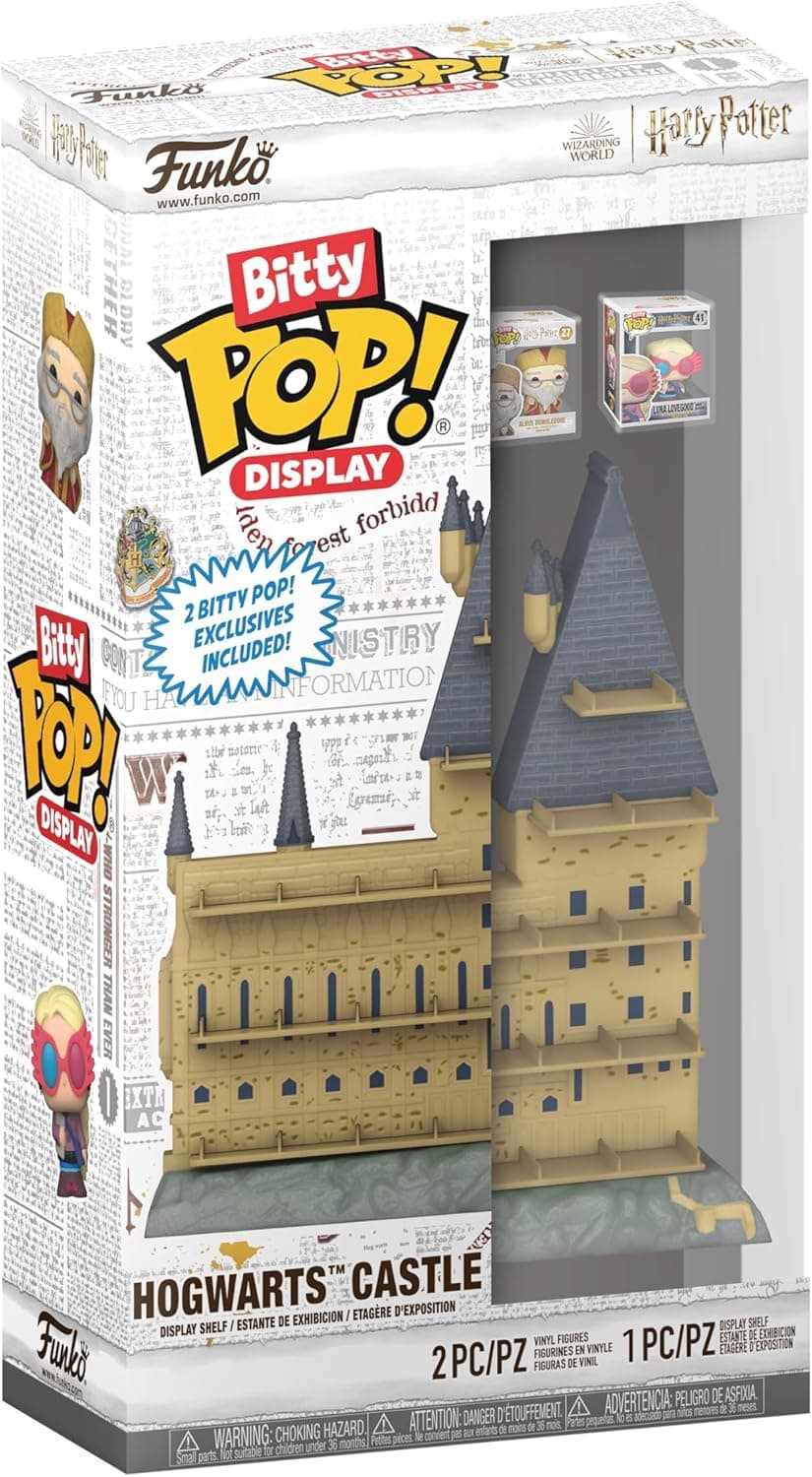Funko Bitty Pop! Harry Potter Hogwarts Castle | Conjunto de minifiguras colecionáveis com expositores para 18 personagens, inclui Dumbledore, Luna Lovegood e figura surpresa, 2.2 cm