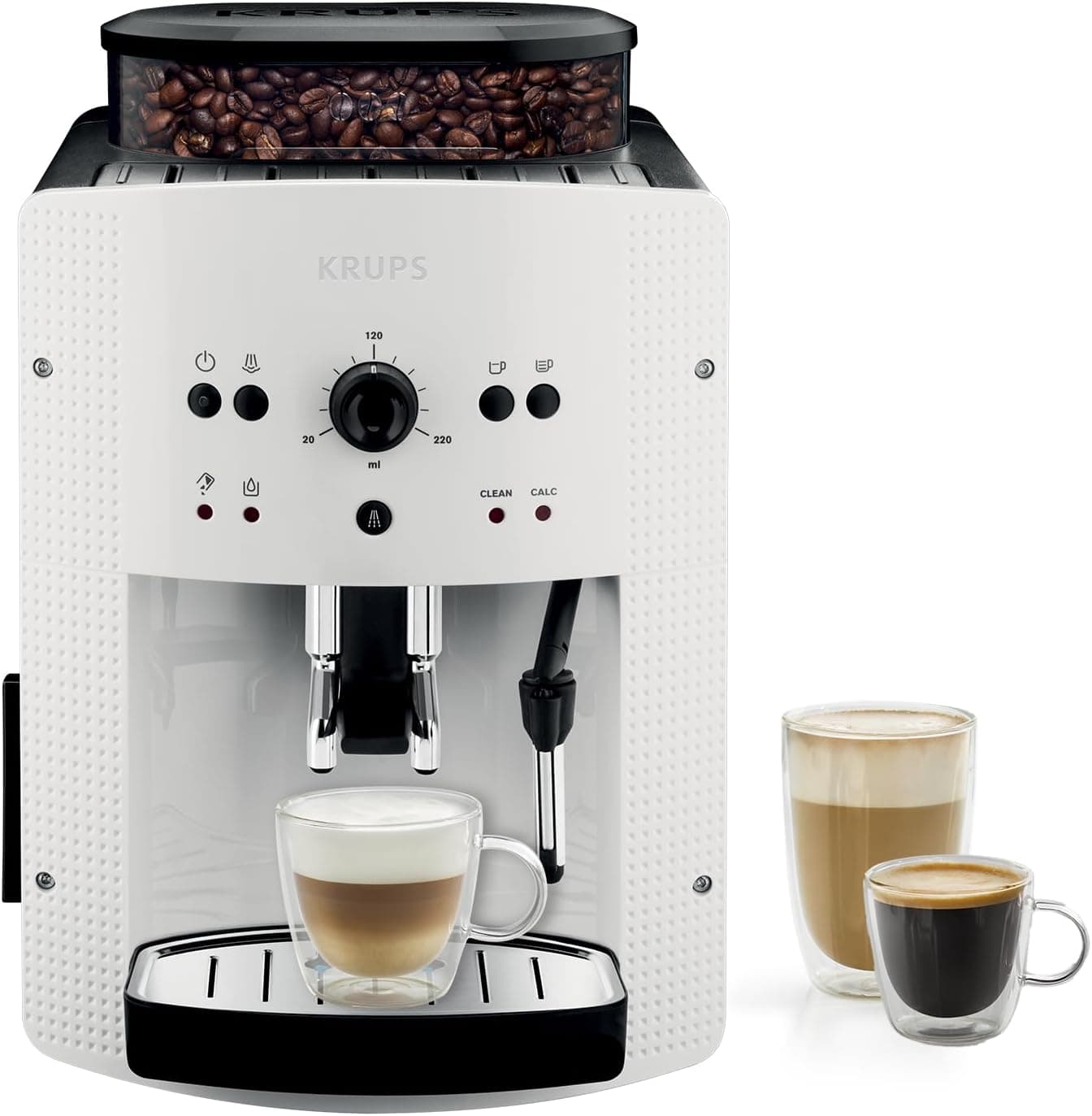 Krups Roma - Máquina de Café Superautomática, 15 Bares de Pressão, 3 Níveis de Intensidade, Quantidade Ajustável de 20 a 220ml, Limpeza e Descalcificação Automática, Moinho Integrado EA8105