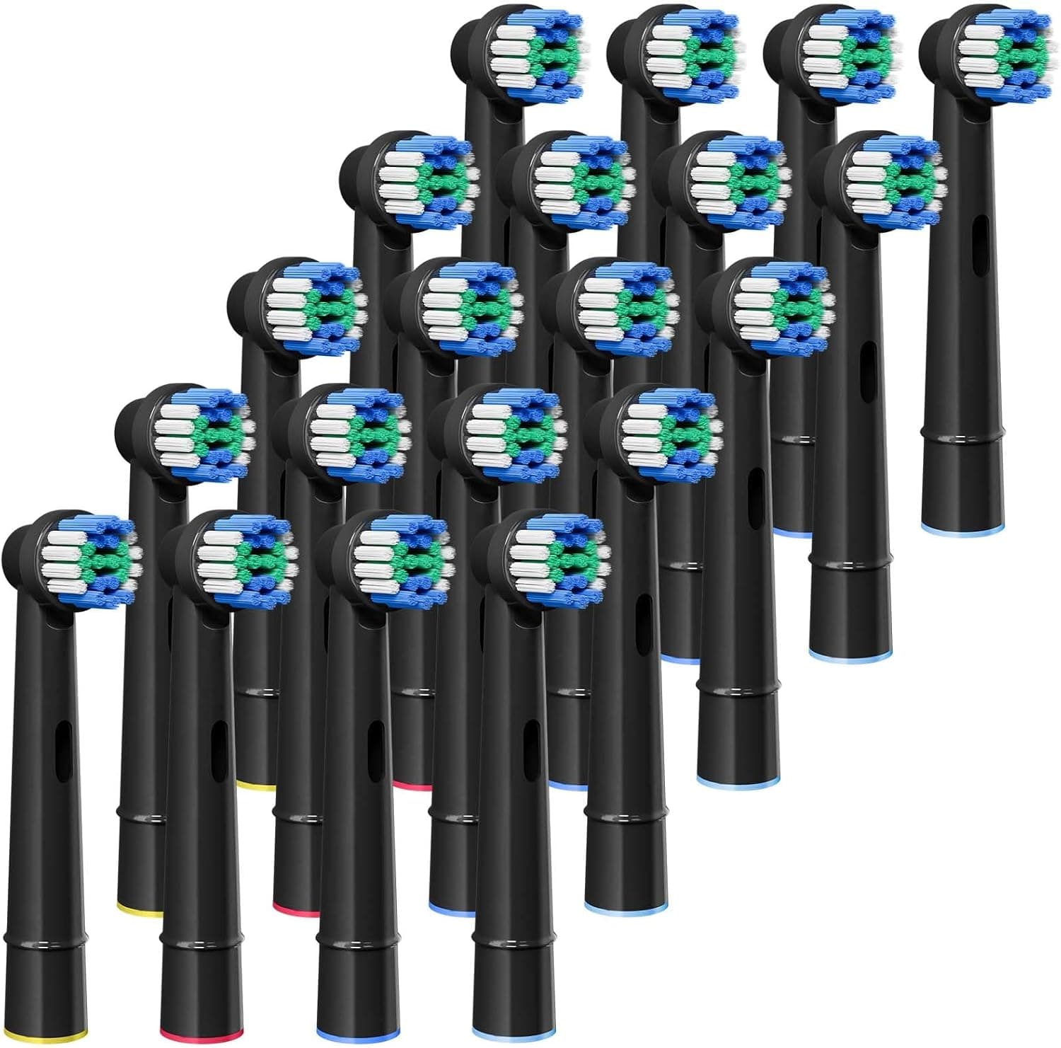 GENKENT Embalagem de 20 cabeças de substituição para escova de dentes preta, compatível com Oral B Professional Soft Clean, cabeças de substituição Pro 500/1000/1500/3000/3757/5000/7000/7500/8000