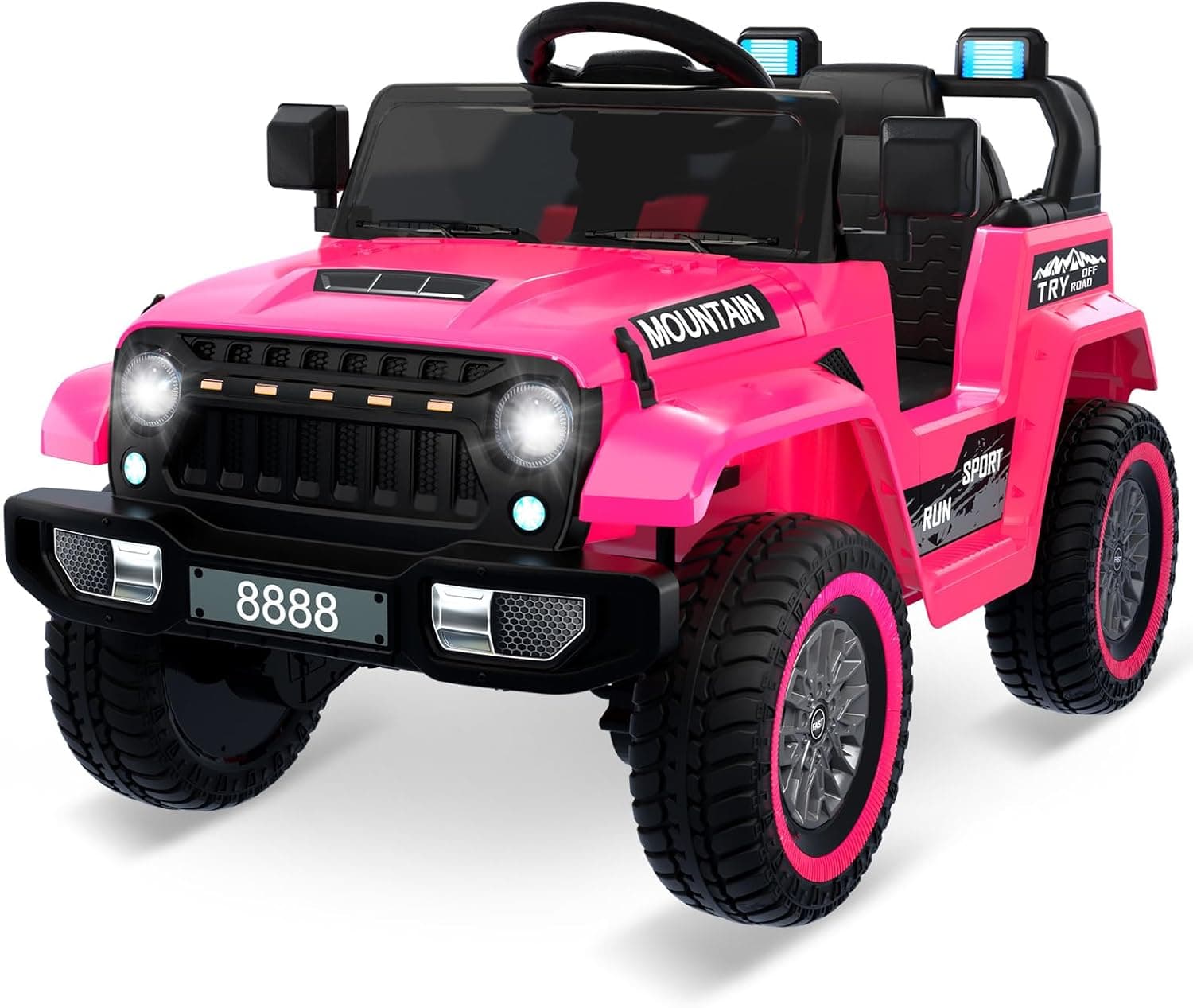 Carro elétrico para crianças de 12 V, carro infantil com comando à distância de 2,4 G, carro elétrico com Bluetooth, música, chifre e faróis, 3-6,5 km/h