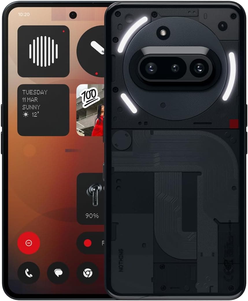 Nothing Phone (3a) 128 GB, Smartphone com câmara frontal de 32 MP, Ultra Zoom 30x, carregamento rápido a 50 W e ecrã AMOLED flexível FHD+ de 6,77" - preto