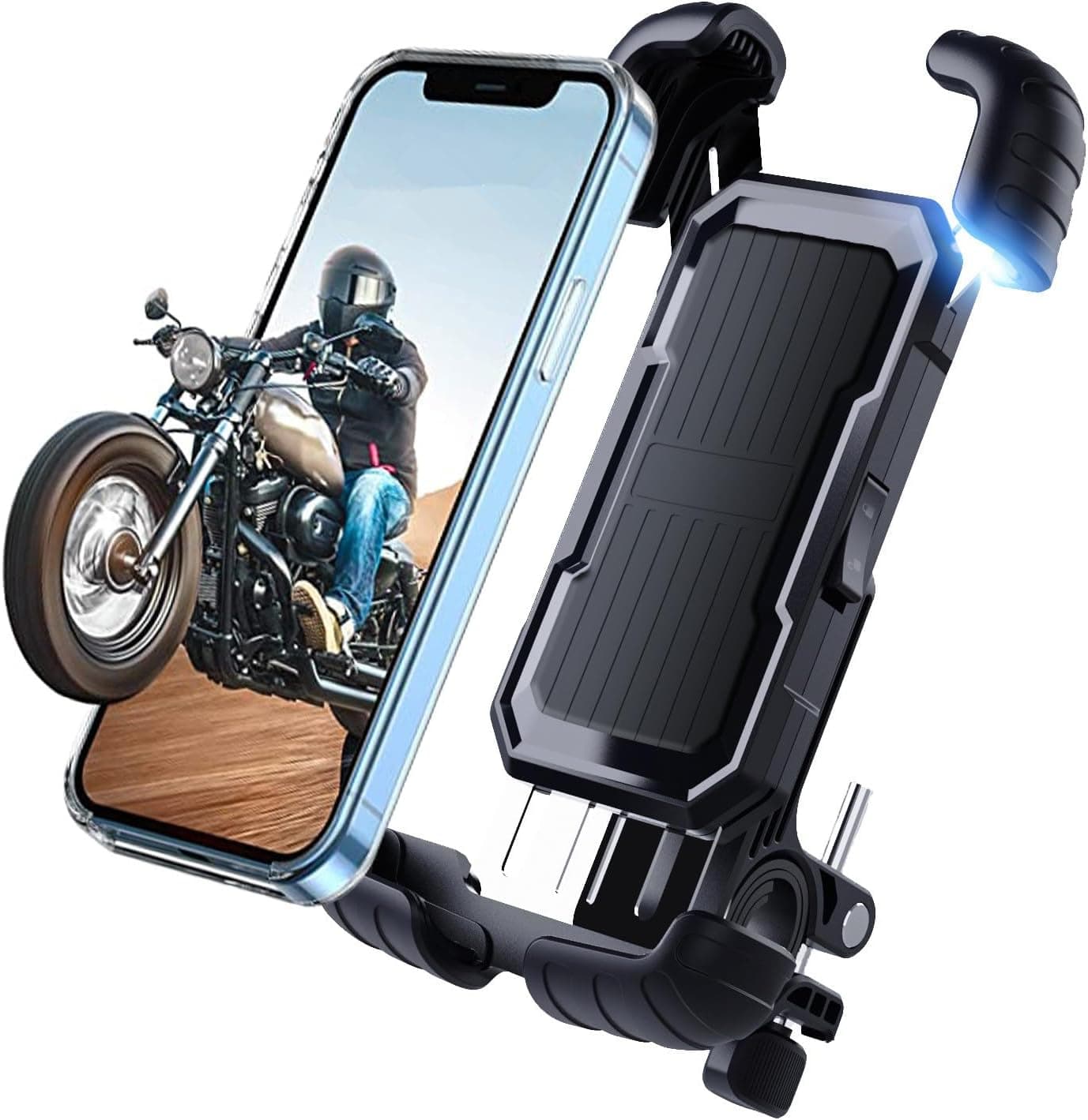 LETJUM Suporte móvel de bicicleta, suporte móvel para moto de 360 ° rotação, suporte para telemóvel bicicleta de libertação com um botão, suporte de guiador de 20 a 33 mm para iPhone, Samsung, Huawei
