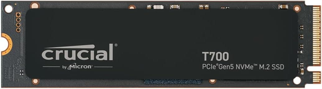 Crucial T700 SSD 1TB PCIe Gen5 NVMe M.2 SSD interno Gaming, até 11,700 MB/s, Microsoft DirectStorage, compatibilidade PCIe 4.0, disco rígido SSD - CT1000T700SSD3