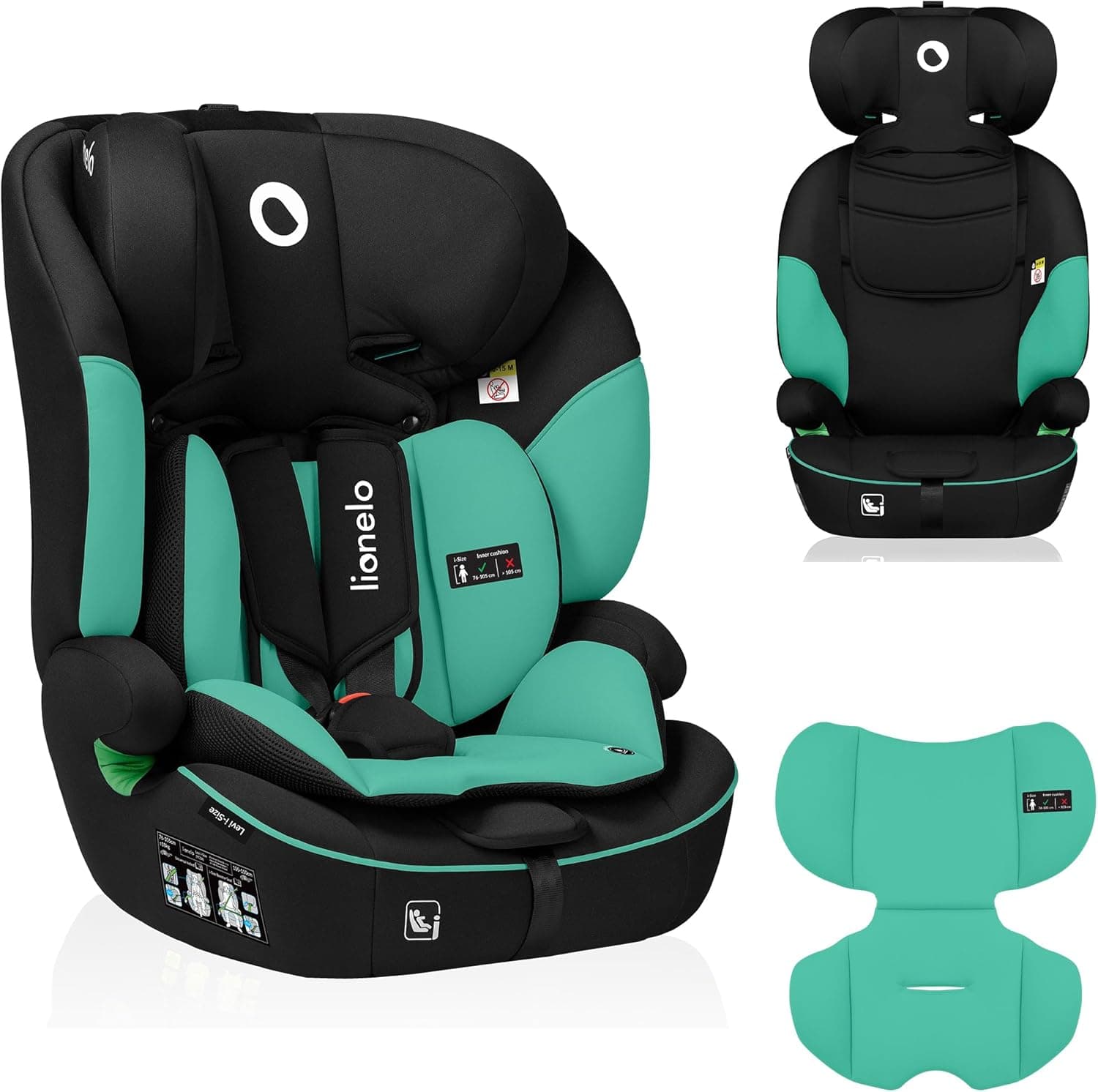 LIONELO LEVI I-SIZE Cadeira infantil de carro 76-150 cm, grupo 1 2 3, proteção lateral, apoio de cabeça ajustável de 10 etapas, apoio de braço confortável, encosto removível, R129 i-Size