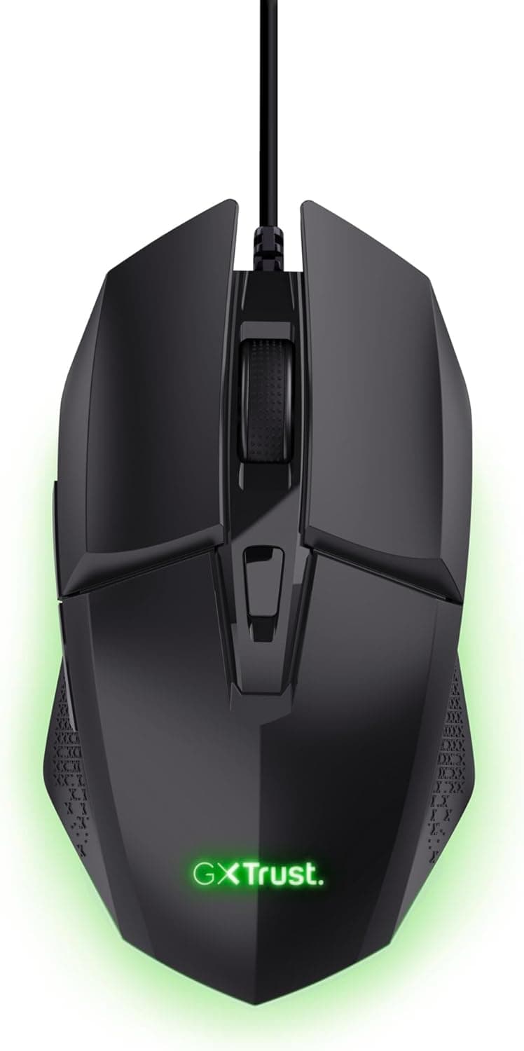 GXTrust 1109 Vylax Rato Gaming com 6 botões programáveis, iluminação LED multicolorida, software incluído, 200 - 6400 dpi, cabo USB 150 cm, rato gamer para PC portátil, preto