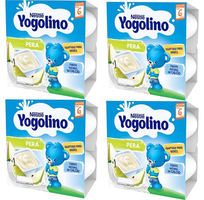 NESTLÉ YOGOLINO Sobremesa leite de pêra, a partir de 6 meses, 4 x 100 g, 4 embalagens