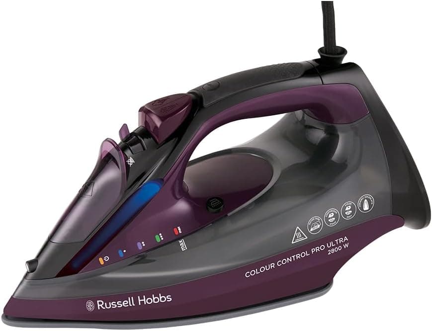 Russell Hobbs Ferro de Engomar – Sola Cerâmica Antiaderente, Golpe de Vapor 195 g, Vapor Contínuo 50 g, Depósito 380 ml, Auto-limpeza, Anticalcário e Anti-gotejamento, 2800 W, 27281-56