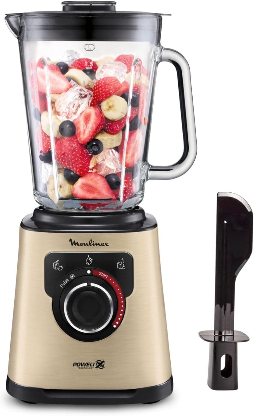 Moulinex Perfect Mix Liquidificadora de copo, 1200 W, lâminas Powelix, capacidade 2 L, sistema de refrigeração, batidos, liquefeitos, mocktails, tritura gelo, limpeza automática, LM871A