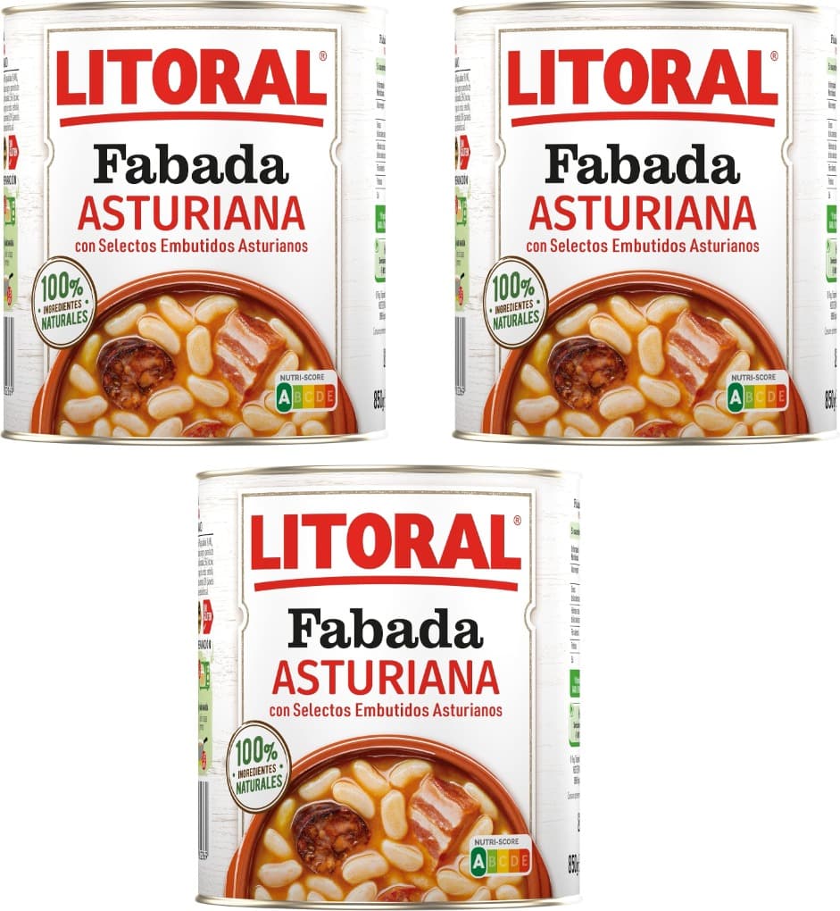 LITORAL Fabada Asturiana Prato preparado sem glúten, 850 g x 3