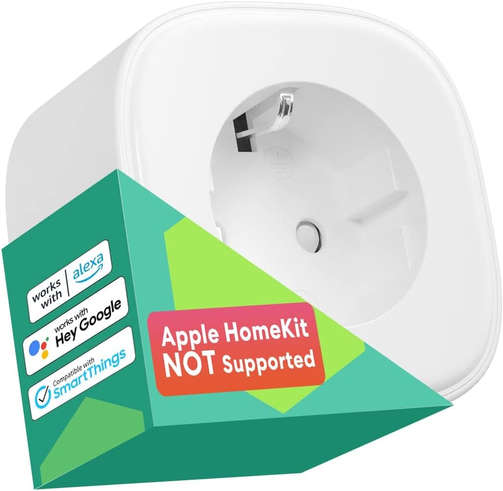 Meross Tomada inteligente, tomada WiFi 16A com controlo por App e de voz, temporização, compatível com Alexa, Google Home e SmartThings, Smart Plug 3840W, 2,4 GHz