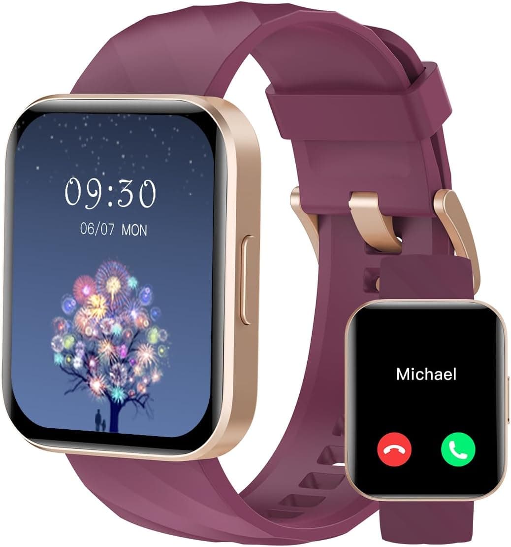 RUIMEN Relógio inteligente mulher homem com chamada, 1,85" Smartwatch com pulsómetro, podómetro, oxímetro de sono, mostrador de relógio personalizado, impermeável IP68 pulseira de atividade para iOS