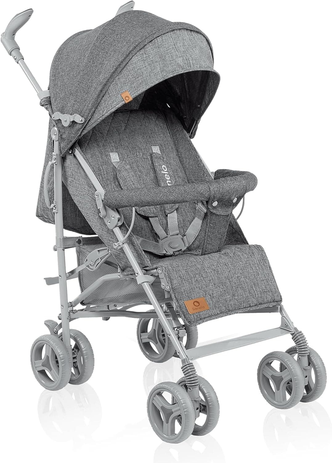 LIONELO Carrinho de bebé de Irma de até 15 kg, leve e moderno, com função reclinável, dobrável, rodas grandes de 6 polegadas, cesta grande, bolsa, mosquiteiro