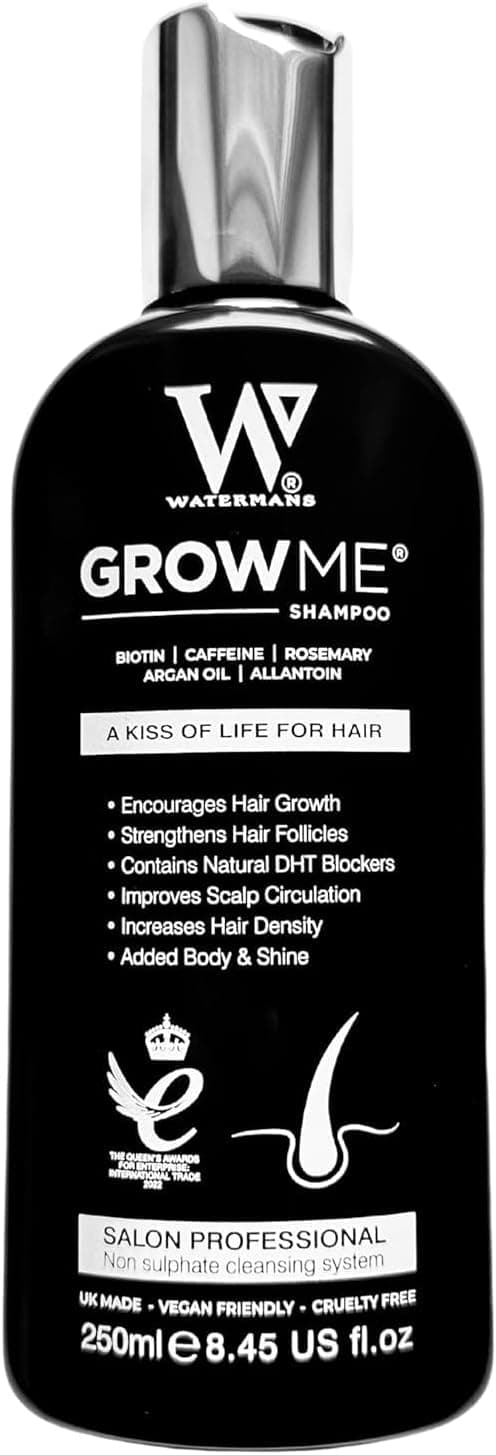 Watermans Grow Me - Shampoo para crescimento do cabelo, champô que bloqueia a perda de cabelo DHT, reforço do cabelo, fabricado no Reino Unido