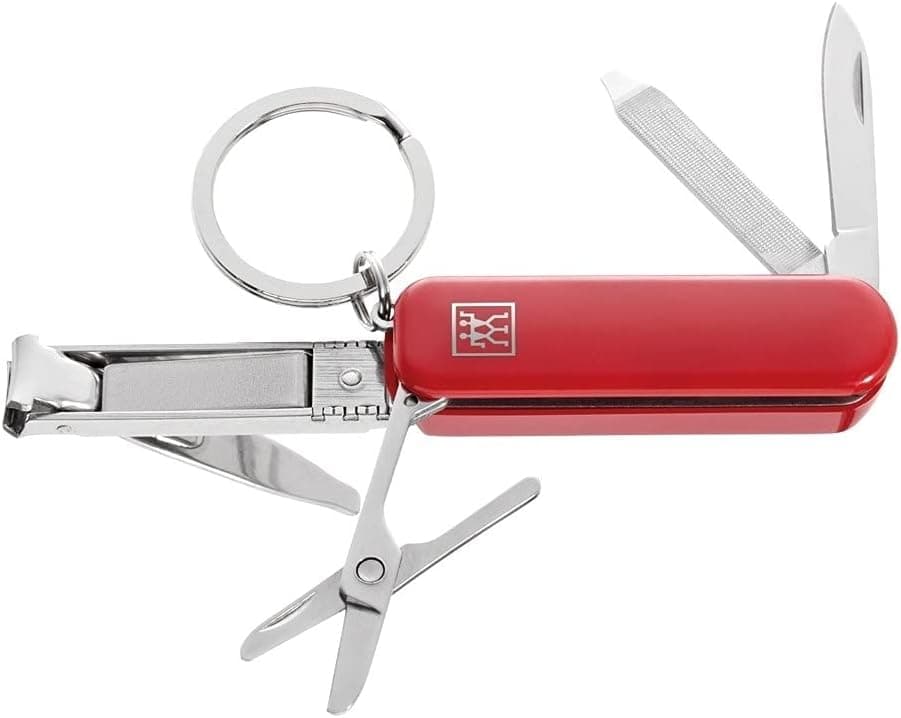 ZWILLING Manicure pedicure multiferramenta (porta-chaves com tesoura de unhas, corta-unhas e lima de unhas), vermelho, 60 mm