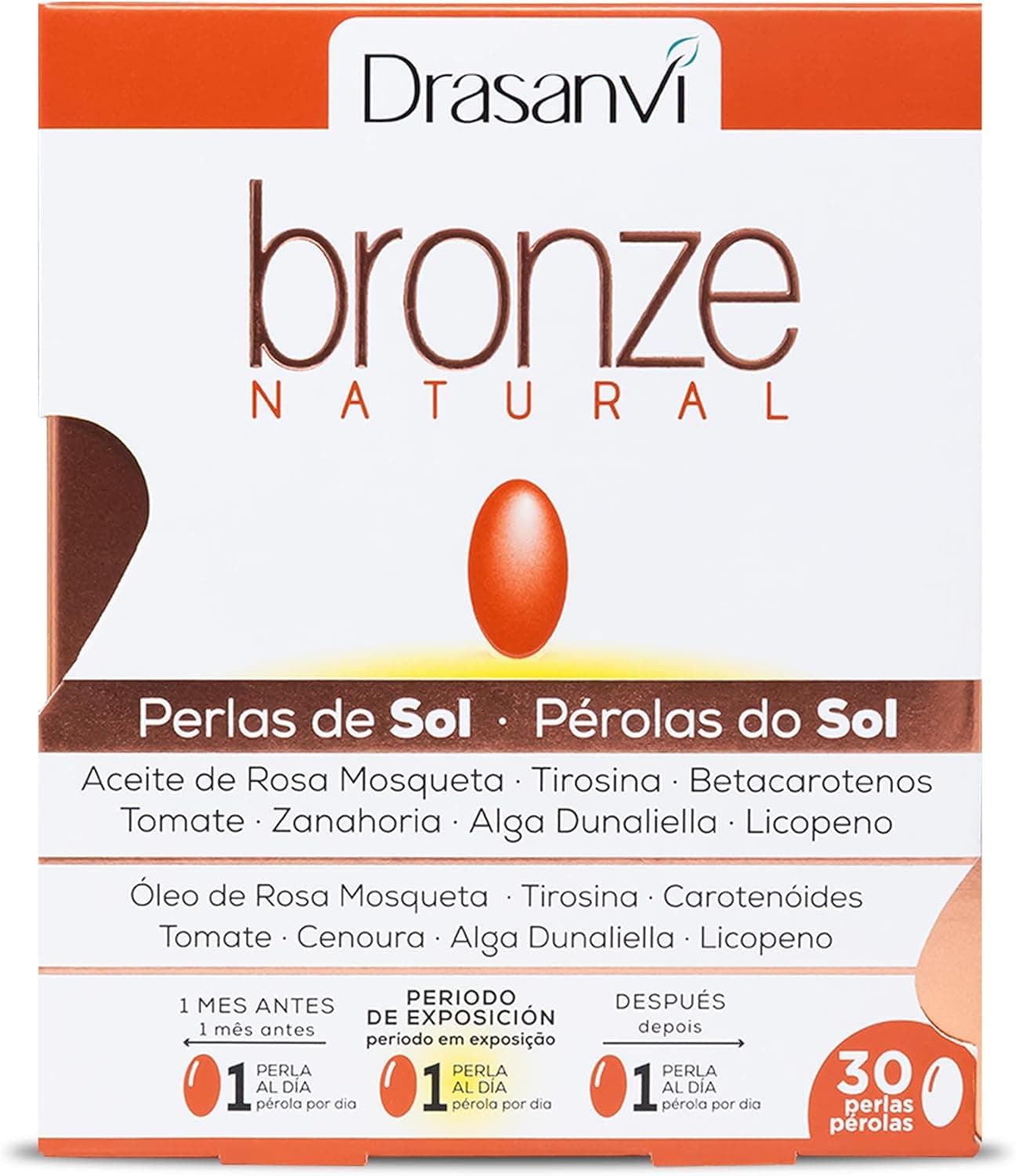 Drasanvi Tan Accelerator | Suplemento com beta-caroteno para preparação da pele e bronzeado saudável, 30 cápsulas