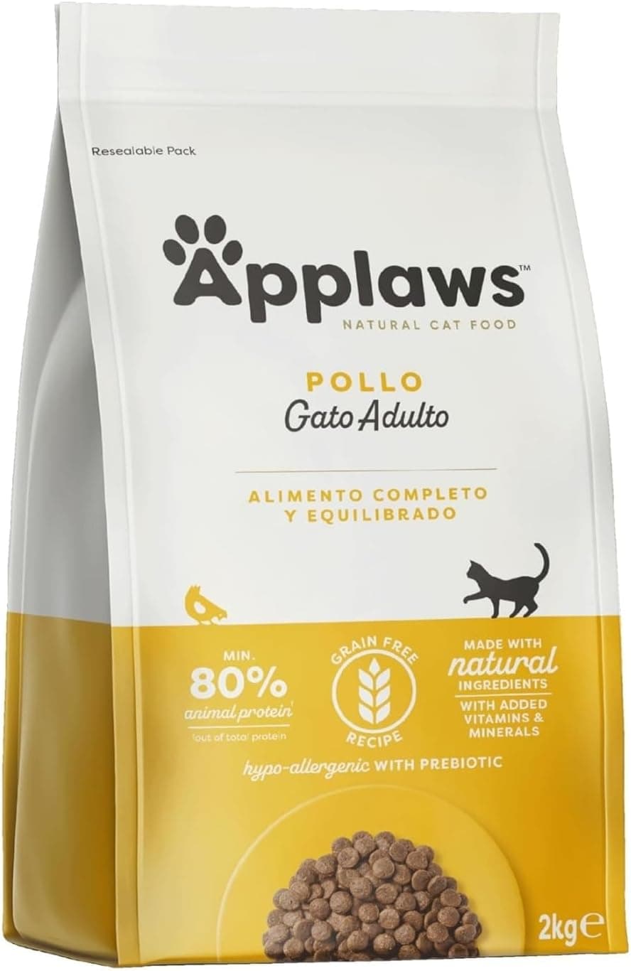 Applaws Alimento seco natural sem grãos para gatos adultos, sabor de frango - saco reutilizável de 2 kg