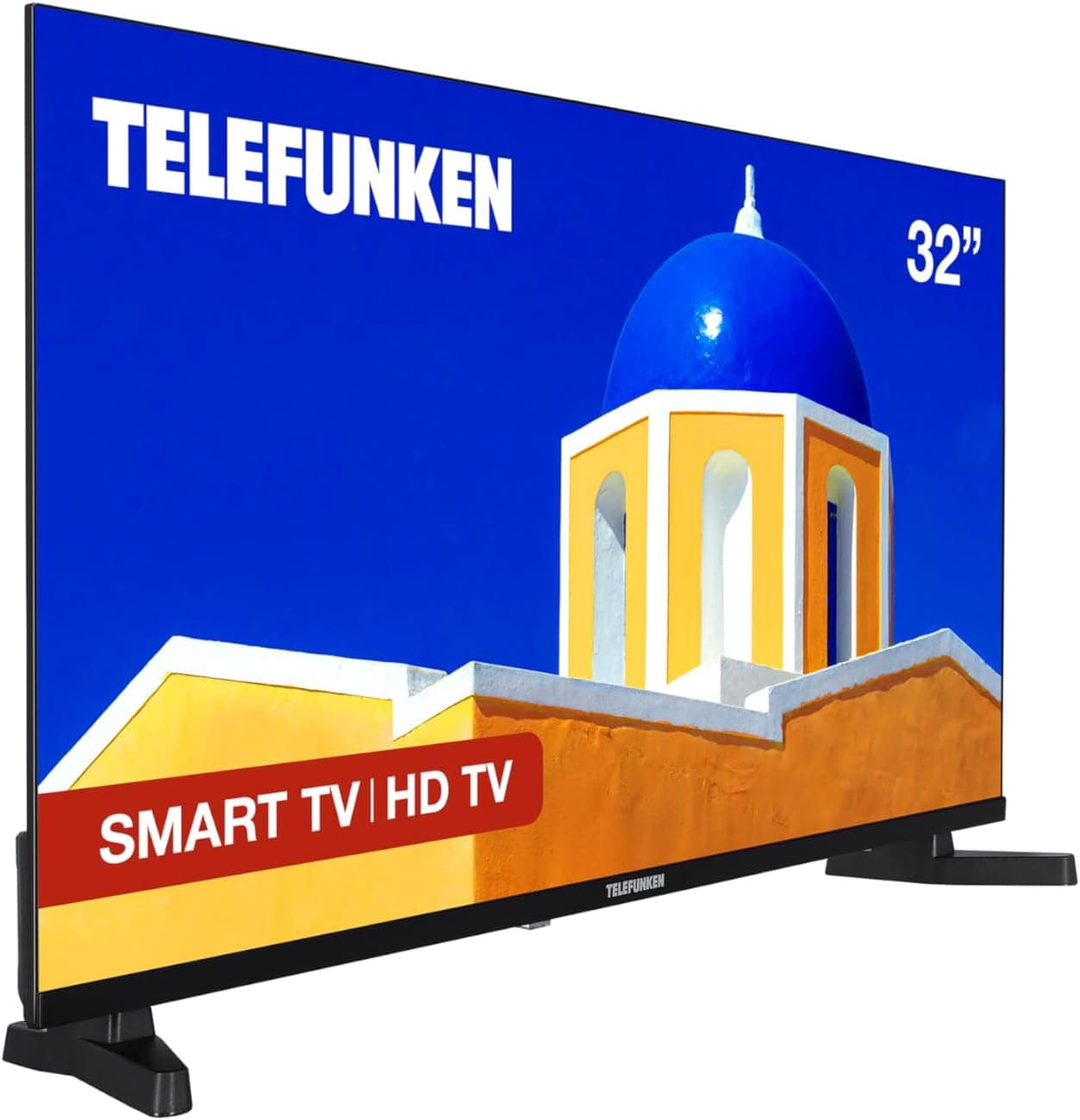 Telefunken 32DTHV735 Smart TV, HD de 32 polegadas, 2025, HDR, 1366 x 768, design sem molduras, áudio Dolby