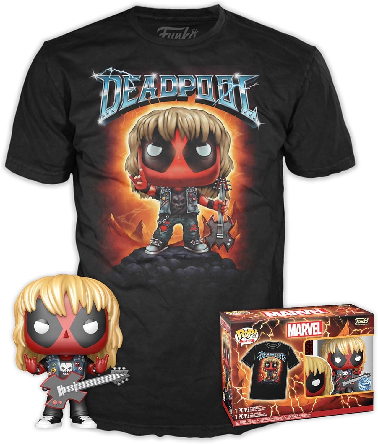 POP & Tee: Deadpool – Heavy Metal Tamanho Pequeno – Figura de Vinil Colecionável com T-shirt – Brinquedo para Crianças e Adultos – Fãs de Cinema – Modelo para Colecionadores