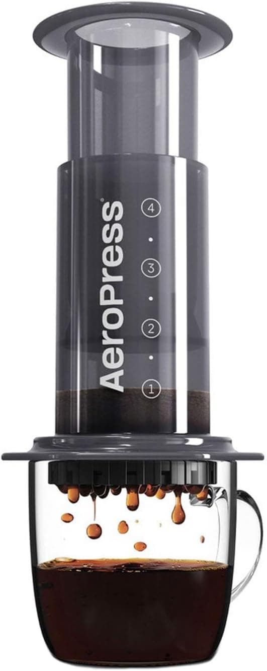 AeroPress Cafeteira original – máquina de café e expresso portátil de nível barista com câmera, êmbolo e filtros, preparação rápida de café e expresso