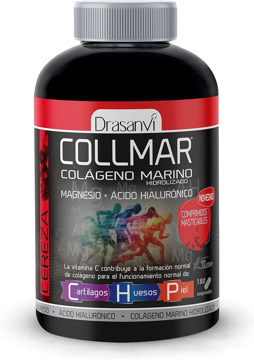 DRASANVI COLLMAR COMPRIMIDOS MASTICÁVEIS - COLÁGENO marinho hidrolizado magnésio ácido hialurónico - sabor cereja - 180 comprimidos