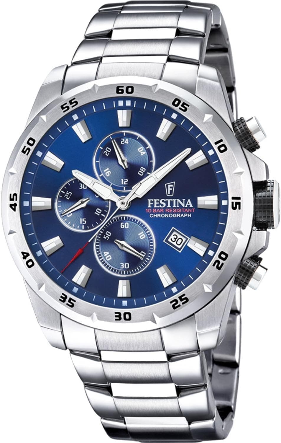 Festina Relógio homem F20463/2 Chrono Sport caixa de aço inoxidável 316 l prateado correia de aço inoxidável 316 l prateado, Não se aplica, 45, pulseira