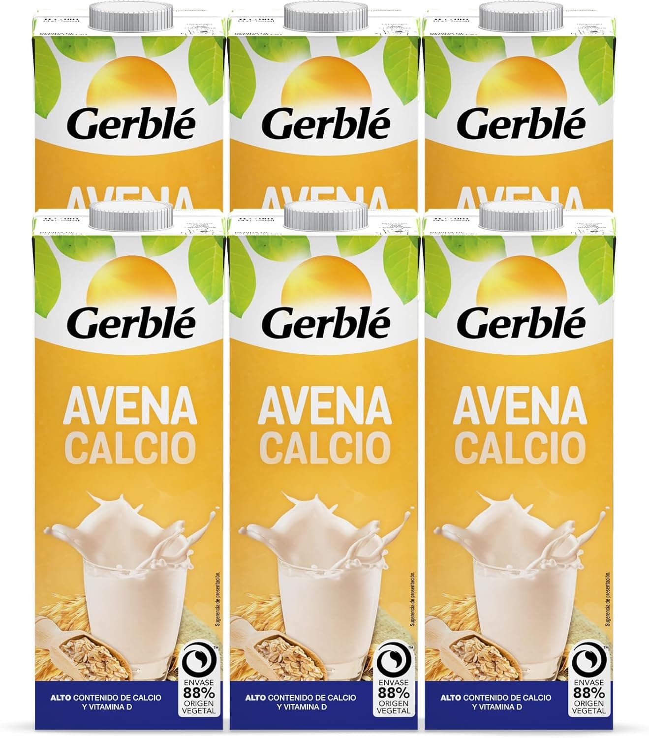 Gerblé - Bebida de aveia cálcio, bebida vegetal com baixo conteúdo de gorduras saturadas e alto conteúdo em cálcio e vitamina D, sem lactose, corantes e conservantes, 6 x 1 L