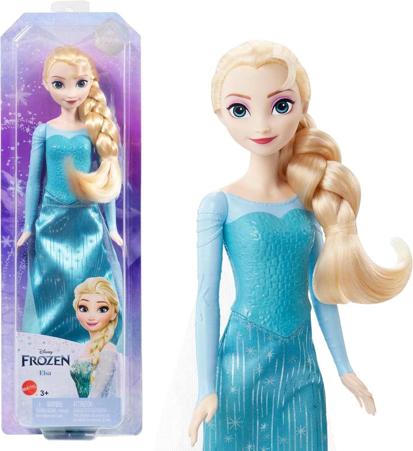 Mattel Disney Frozen Elsa boneca com visual rainha de gelo, brinquedo + 3 anos (HLW47)