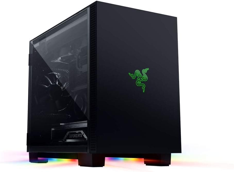 Razer Tomahawk Mini-ITX Caixa para jogos com Razer Chroma RGB (portas com dobradiças em ambos os lados, ventilação, filtro de pó, gestão de cabos, para radiadores de até 240 mm)