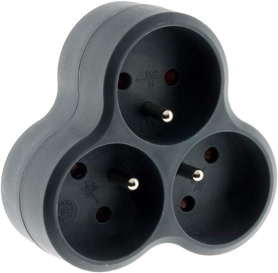 Zenitech - Extensão triangular de 3 tomadas triangular - Triplite - 3 x 16A - cinzento