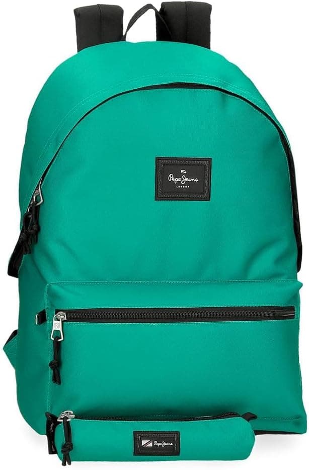 Pepe Jeans Aris Evergreen Mochila para portátil compartimento duplo portátil 15,6 polegadas verde 31 x 44 x 17,5 cm poliéster by Joumma Bags, verde, Mochila + estojo