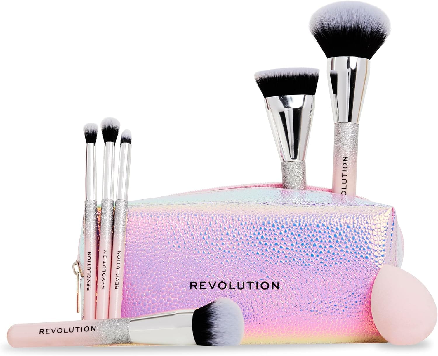 Revolution Beauty Set de pincéis Glam Up, 7 peças para olhos, rosto e bochechas com necessitar, vegan e livre de crueldade