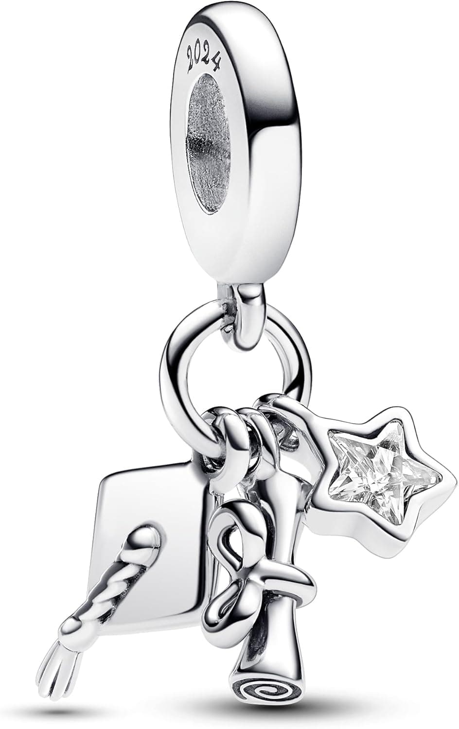 Charm pendente Pandora Moments 793240C01 triplo, TAMANHO ÚNICO, Prata esterlina, Zircónia