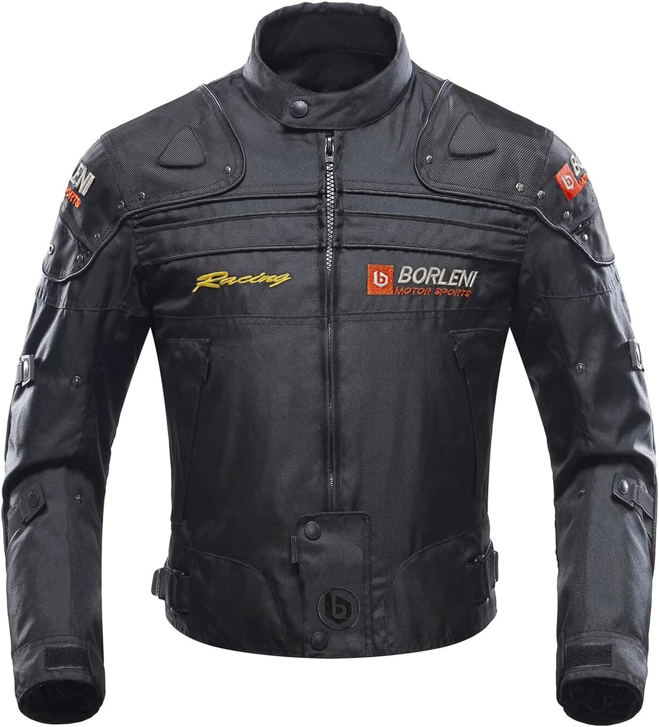 BORLENI Casaco de moto à prova de vento motocicleta armadura de equipamento de proteção outono inverno verão para homem de toda a estação - M PRETO