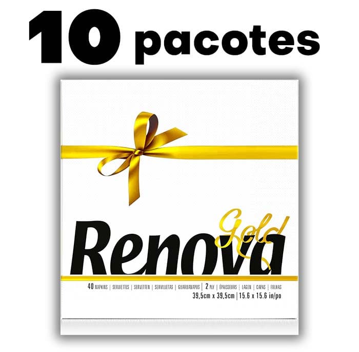 Renova Guardanapos Renova Gold | 40 guardanapos premium brancos, tamanho grande, 2 camadas (embalagem de 10)