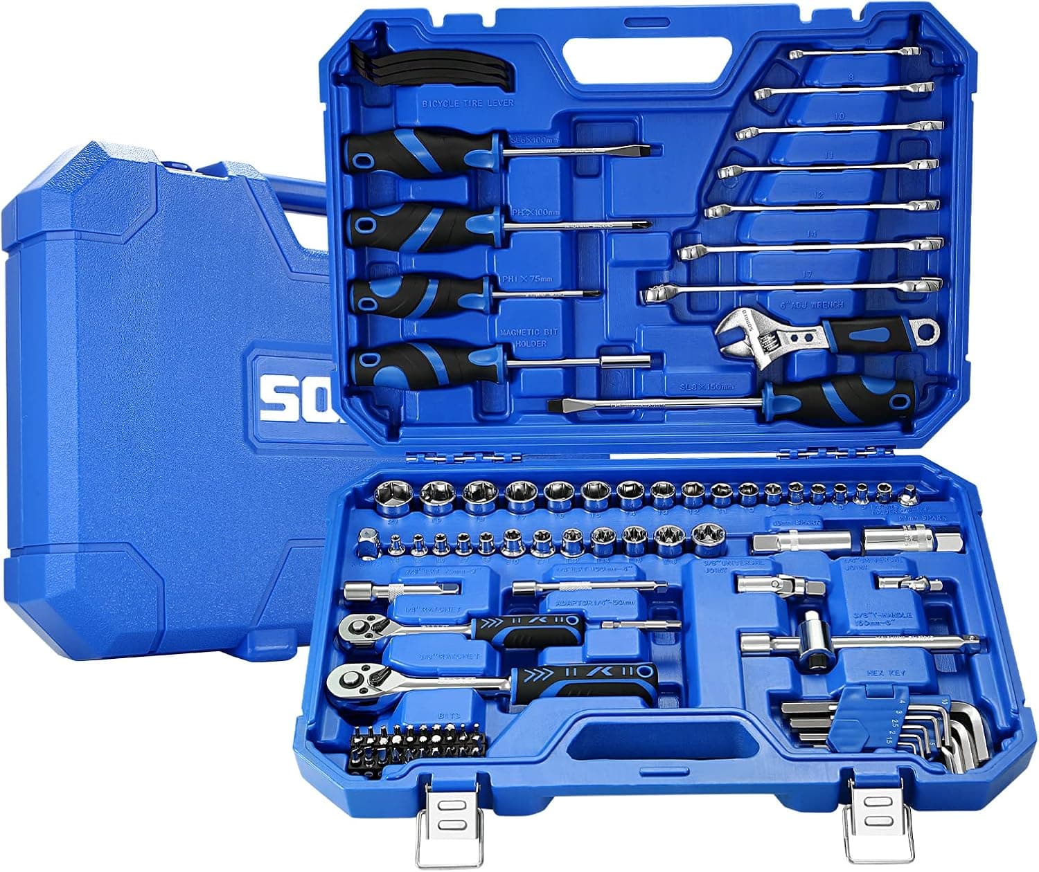 SORAKO | Conjunto de 97 ferramentas manuais com chaves, bits, trinquete e bolsa de transporte
