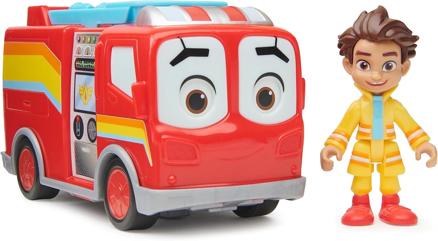 DISNEY JUNIOR - Unidade de resgate - BO e FLASH - figura de ação e camião de bombeiros de brinquedo com movimento interativo dos olhos - 6067718 - brinquedos crianças 3 anos +