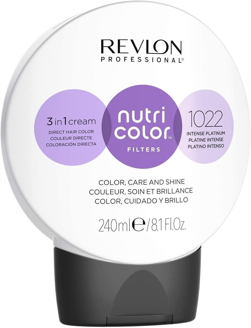 REVLON PROFESSIONAL Nutri Color Filters, máscara de coloração temporária para o cabelo, reviva a cor do cabelo, tom 1022 Intense Plantinum, 240 ml