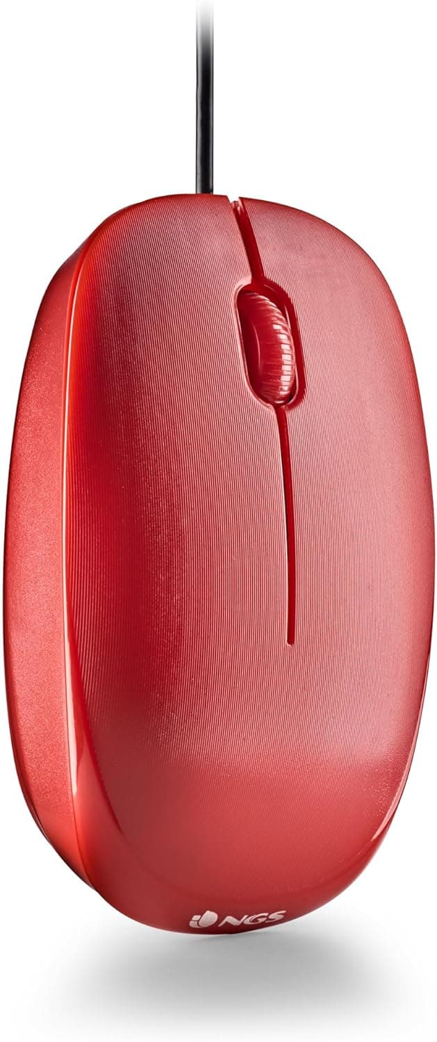 NGS Flame Red - rato ótico 1000 dpi com cabo USB, rato para computador ou portátil com 3 botões, ambidextro, vermelho
