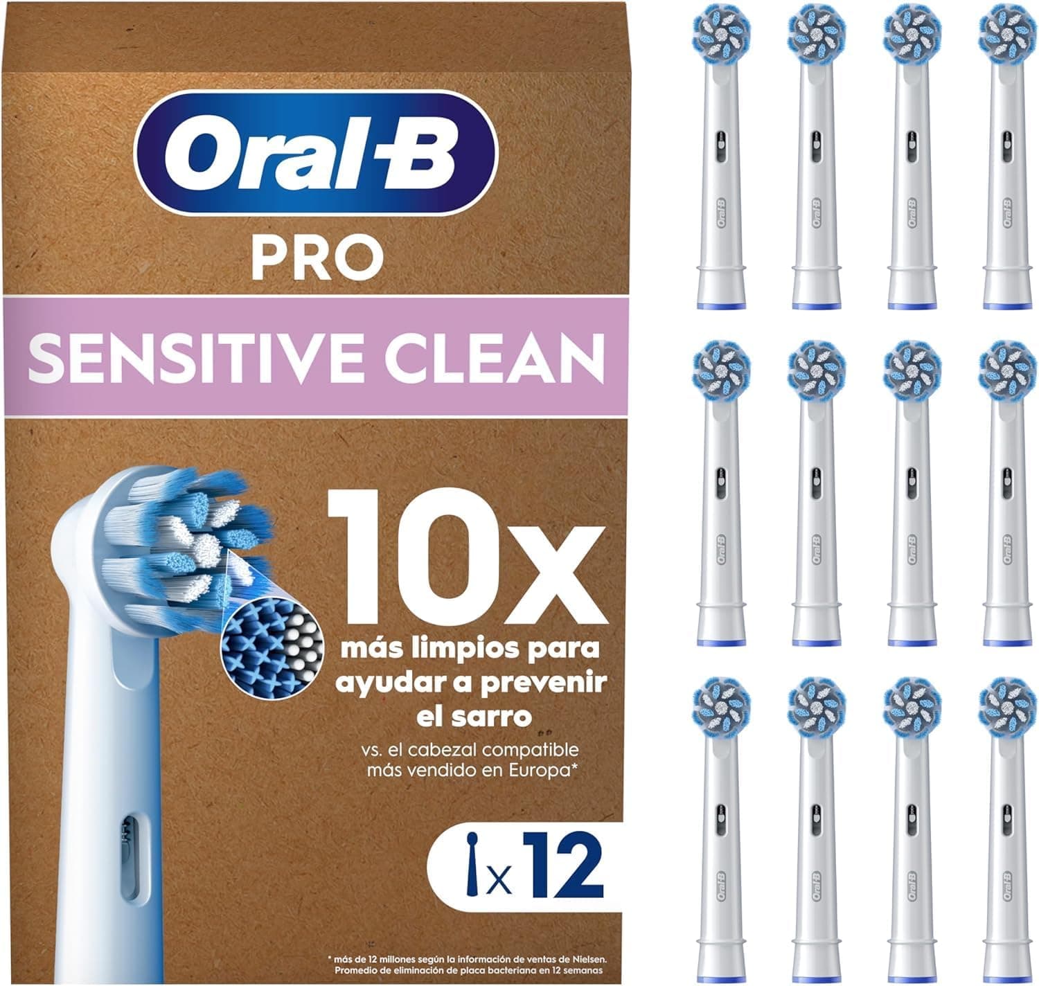 Oral-B Pro Sensitive Clean Peças sobresselentes para escova de dentes elétrica, conjunto de 12 cabeças, branco, originais (tamanho da caixa de correio)