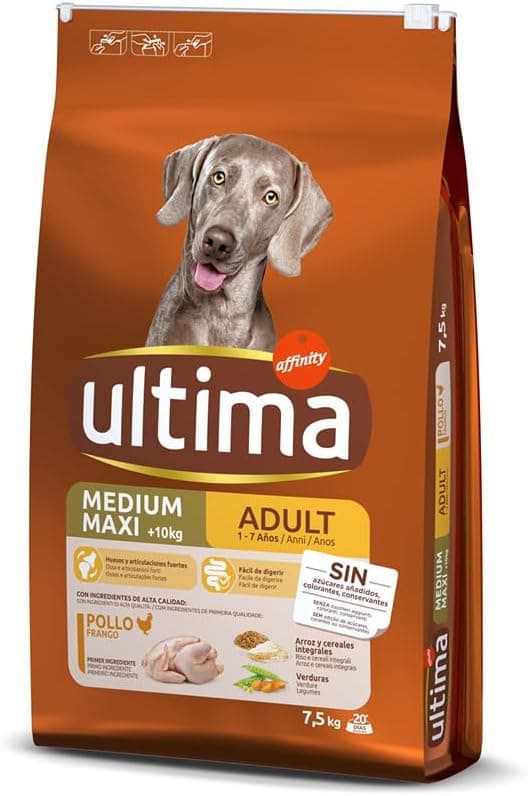 Ultima Medium-Maxi Adult Pollo | Ração seca para cão adulto de porte médio e grande com frango 7,5 kg