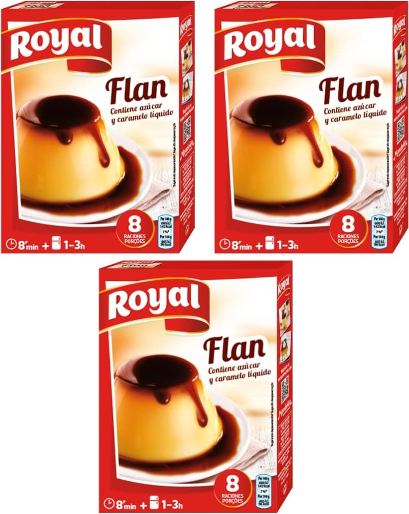 Royal Flan | Preparado em pó com caramelo para 8 doses, 186 g x 3
