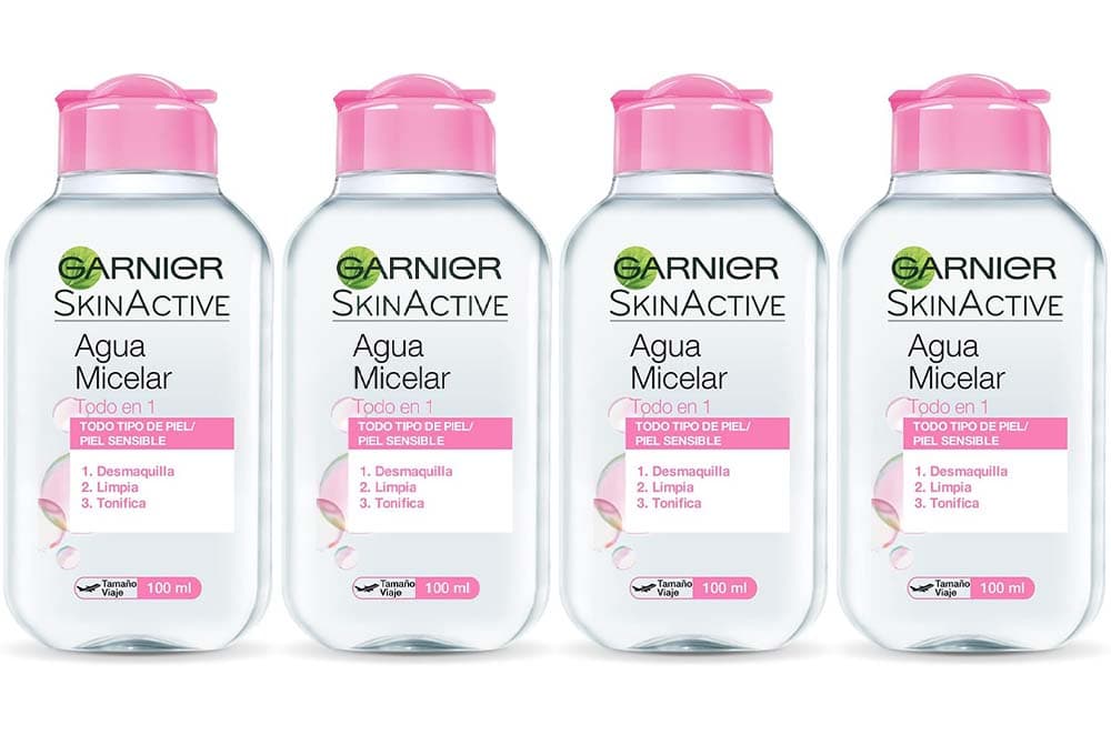 Garnier Skin Active - Água mista clássica tudo em um, peles normais, formato de viagem, 100 ml x4