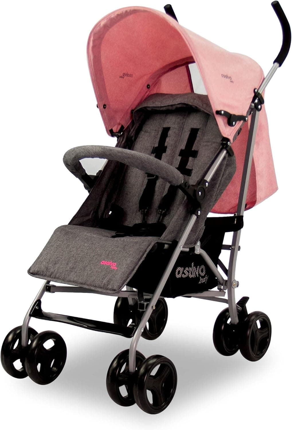 Asalvo MOMBI | Cadeira de passeio dobrável tipo bengala com encosto reclinável, capota SPF50 e arnês de 5 pontos para bebé até 16 kg