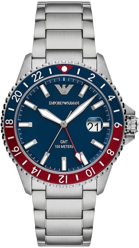 Emporio Armani Relógio para Homem, Movimento de Quartzo e Caixa de 42 mm com Bracelete em Aço Inoxidável