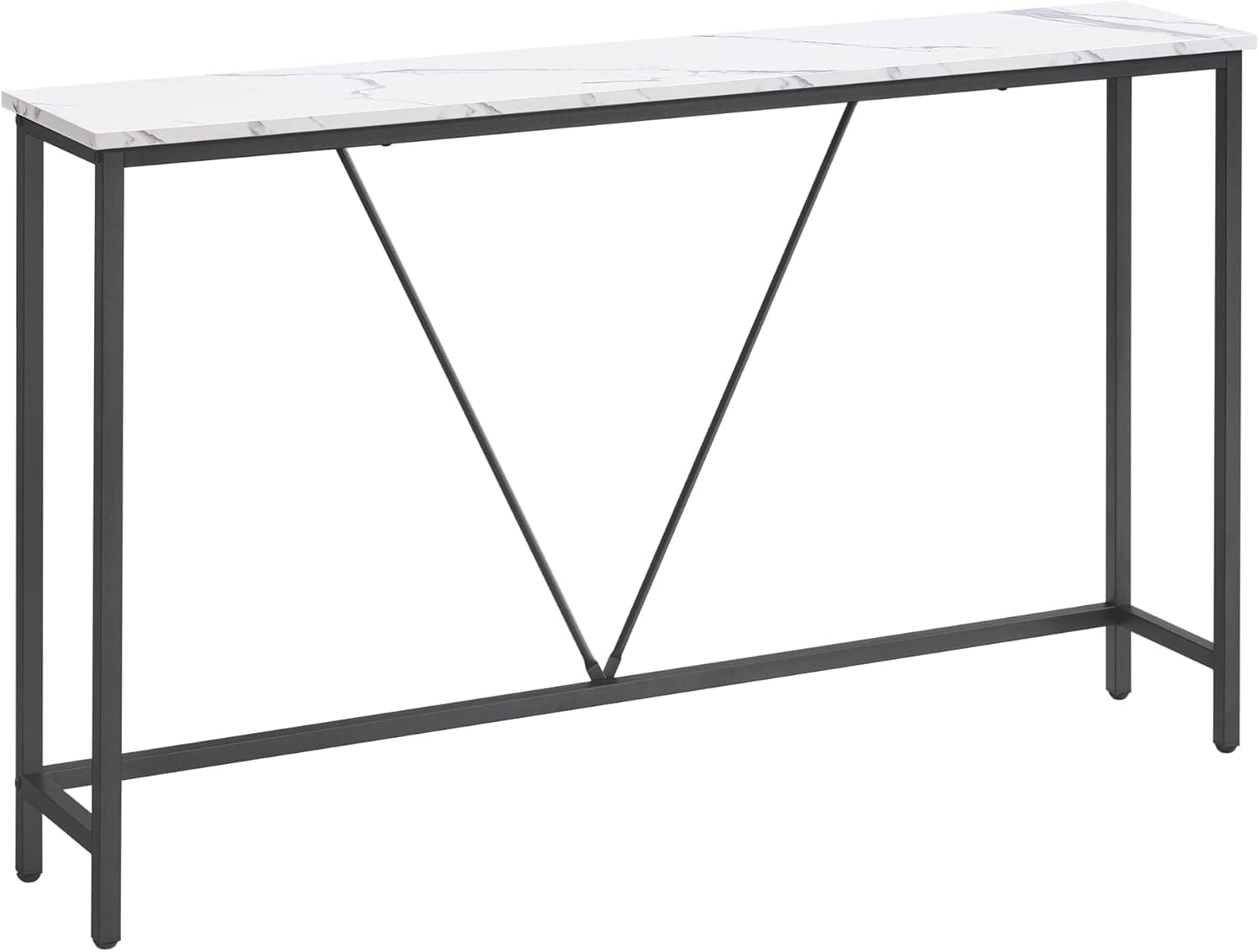 VASAGLE LNT020W01 | Consola estreita para corredor e sala de estar em branco mármore e preto
