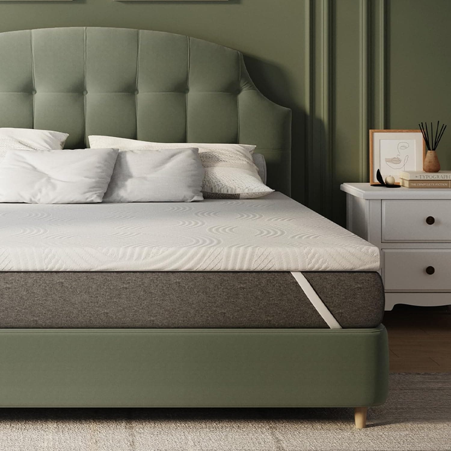 Novilla Sobrecolchão, 140 x 190 7,5 cm Topper colchão de fibra, espuma confortável e lavável a 60 °C, respirável e fresco, branco