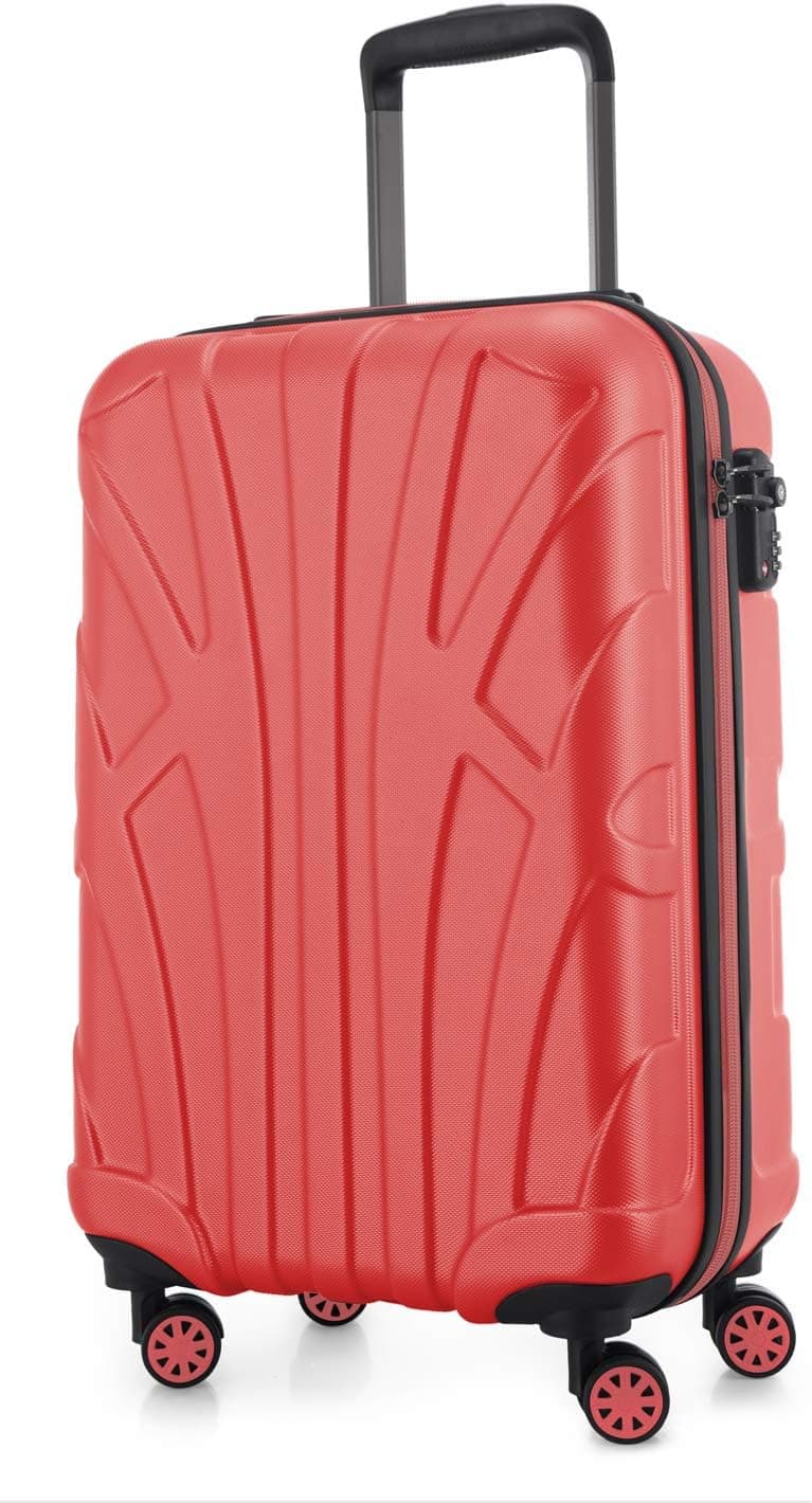 Suitline - Mala rígida giratória, bagagem de mão, Trolley, 4 rudeas, ABS extremista leve, (S, M, L, XL), Coral, Bagagem de mão
