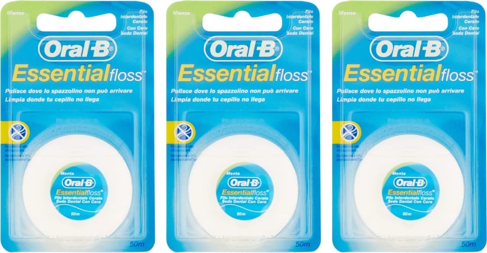 Oral B - Seda Essencial Floss Cera, 3 embalagens